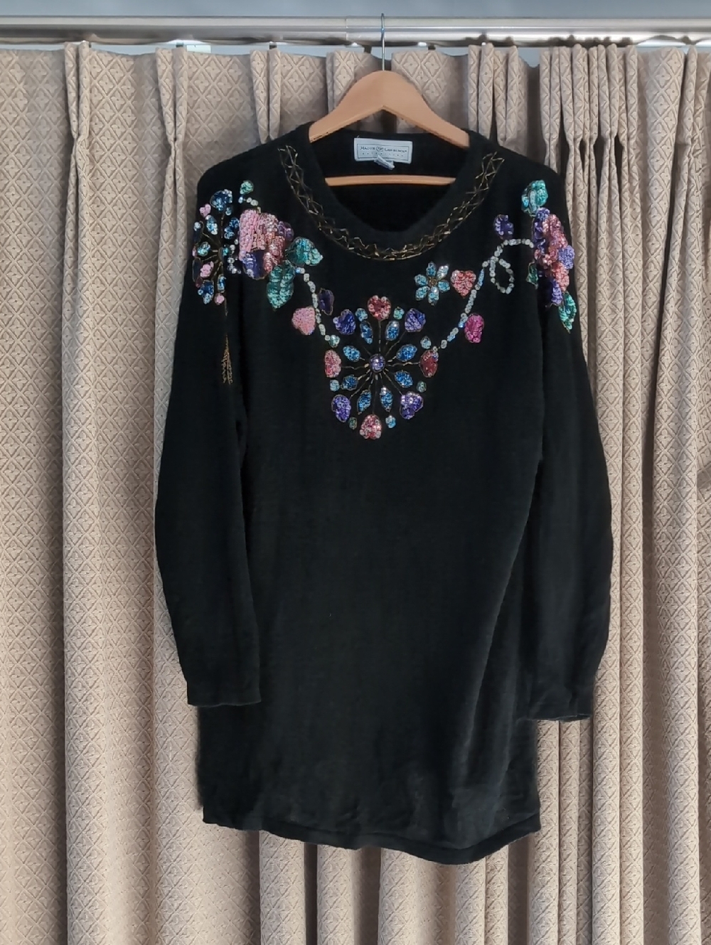 Vintage Women's Size 14/16 Maggie Lawrence Sparkle Sequin Tunic Sweater